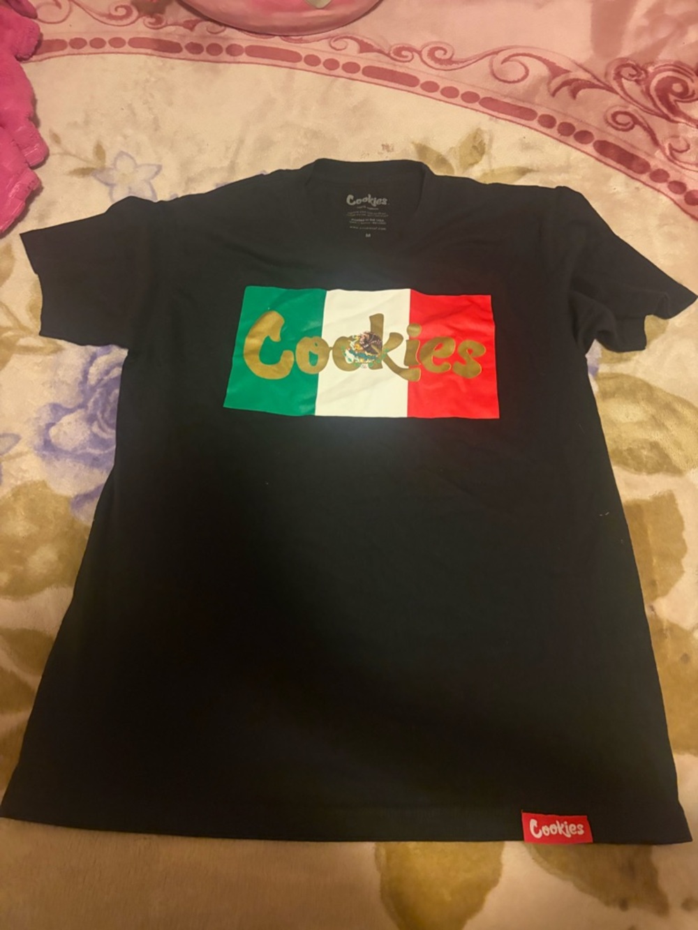 Cookies Men’s Black Graphic Tee with Italian Flag Logo